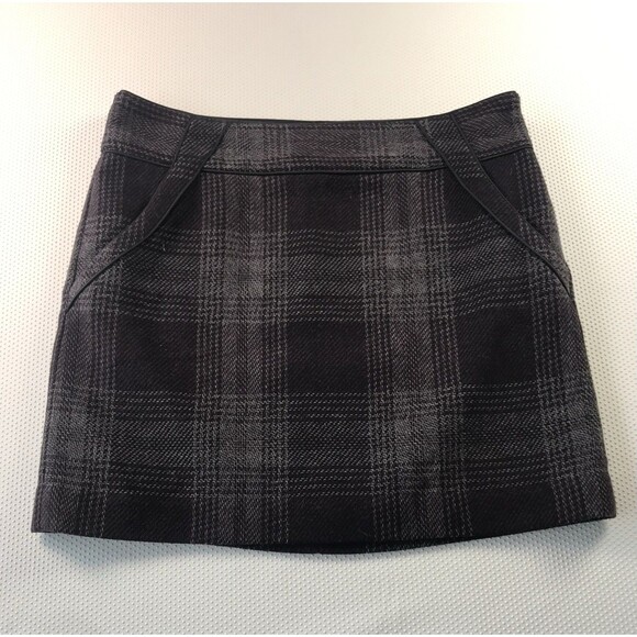 Ann Taylor Loft Wool Blend Lined Plaid Mini Skirt with Pockets Size 10 - Picture 1 of 13